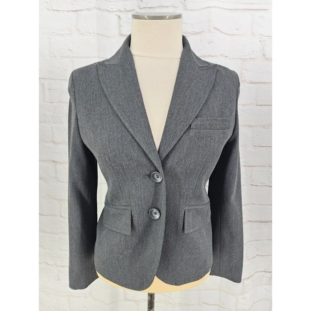 Valerie Stevens Gray Career Blazer Jacket Professional Stretch Interview Size 2P